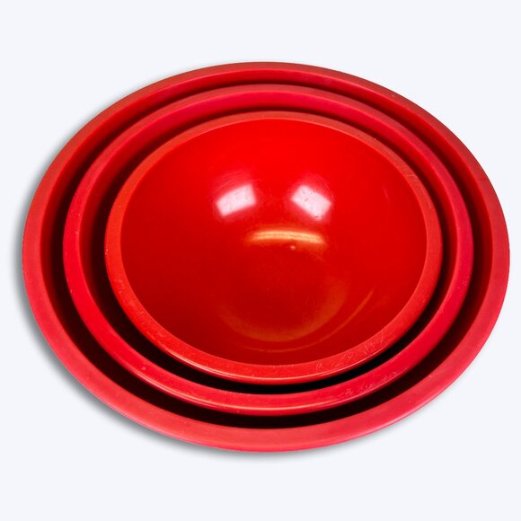 Zak Designs Red Melamine Mixing Bowls 3 Piece Set Vintage Retro Nesting Kitchen - Picture 2 of 7